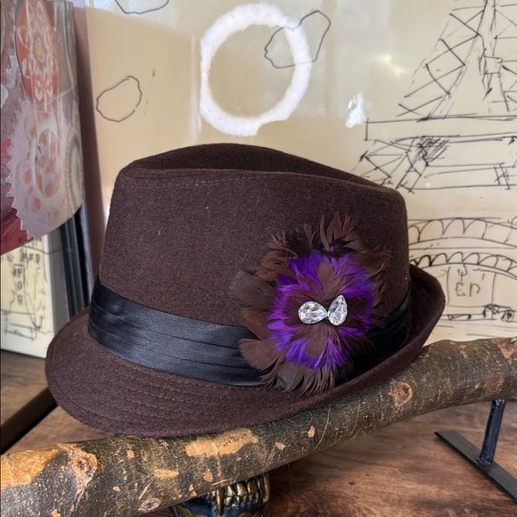 Rue21 Dark Brown Fedora with Black Ribbon - Picture 1 of 8